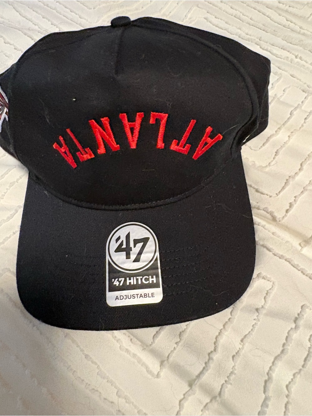 47 Black Hat with Red ATLANTA Embroidery